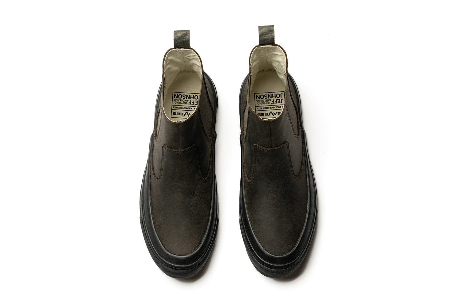 Top-down view of Beyond & Back Boot in Black Olive on white backdrop.
