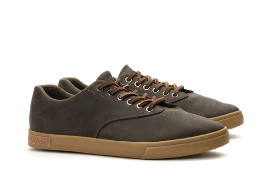Men's Hermosa Sneaker in Charcoal leather, three-quarter view