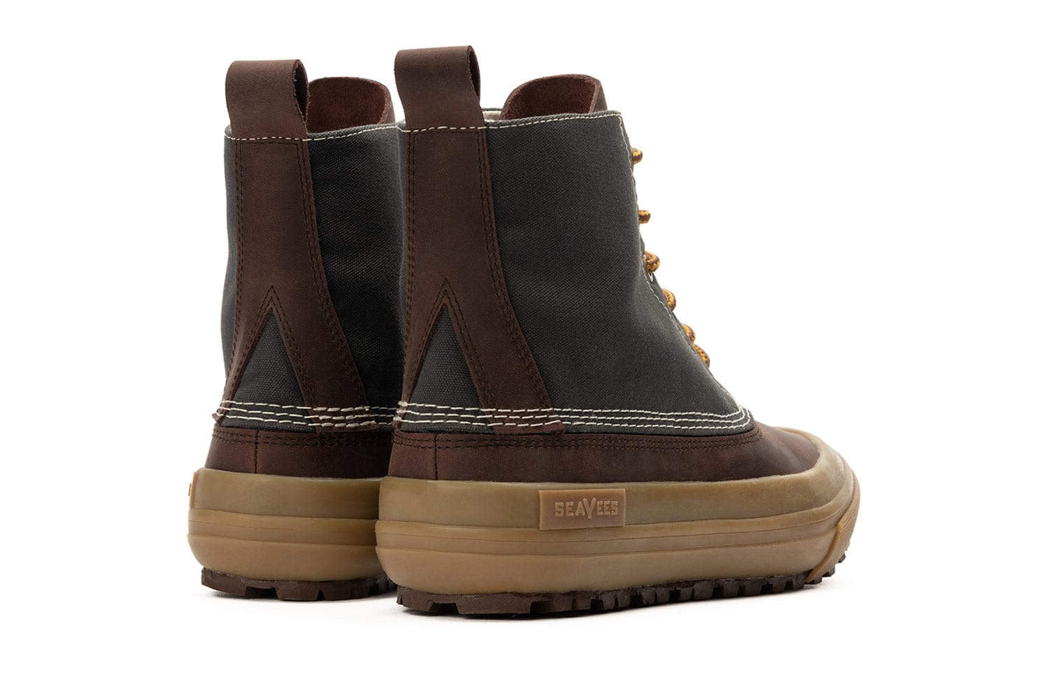 Back view of Hickory/Charcoal Cascade Range Boots highlighting the heel stitching and dual-tone high-top collar.
