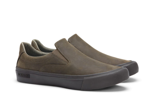 Men's Hawthorne Slip On in Black Olive leather, three-quarter view