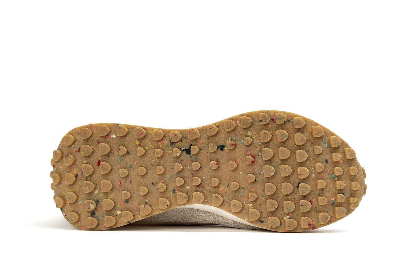 View of the sole of the Acorn Trainer, showcasing a sole made from recycled materials.