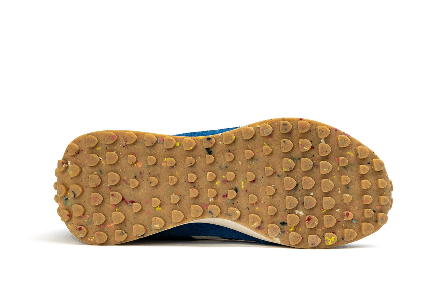 A detailed photo of the sole of the Acorn Trainer sneaker, showcasing recycled materials.
