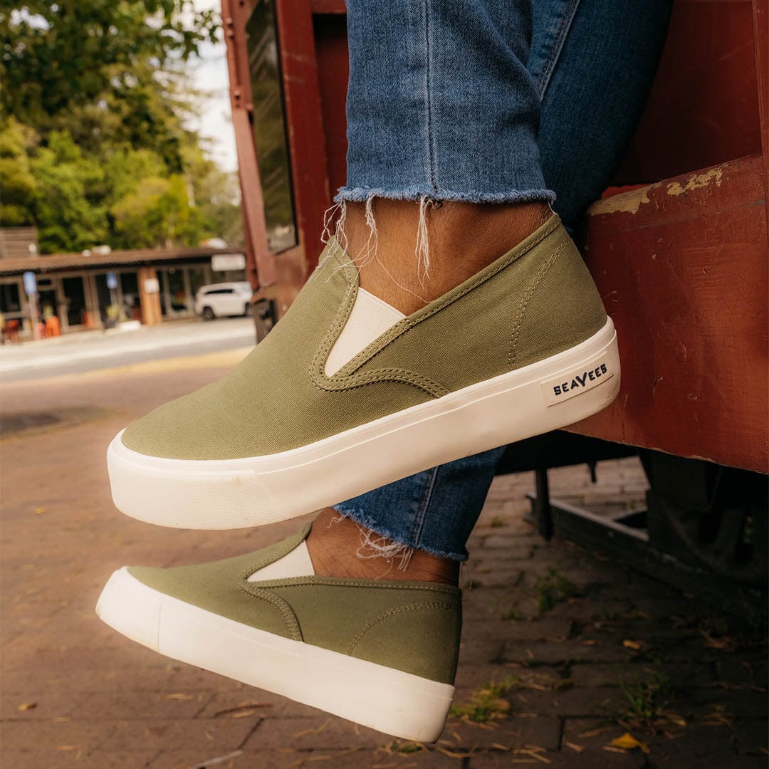 Womens - Baja Slip On Platform - Surplus Green