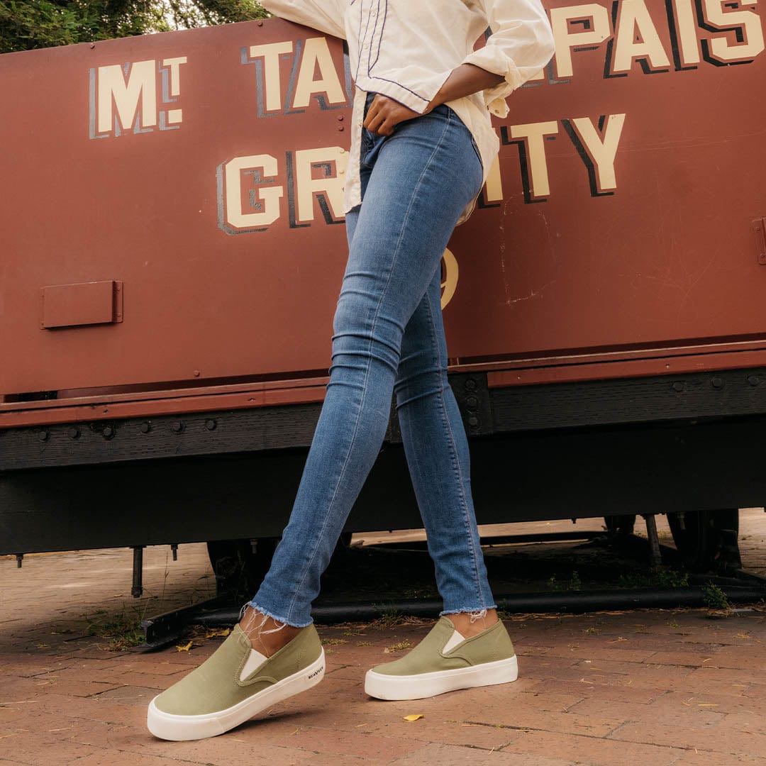 Womens - Baja Slip On Platform - Surplus Green