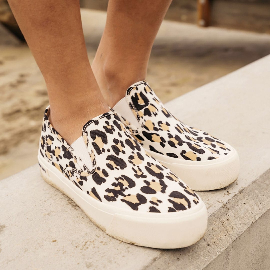 Womens - Baja Slip On Platform - White Leopard