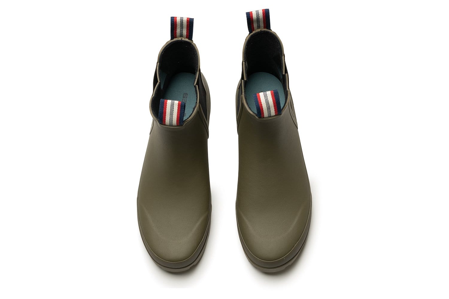 Top view of Bolinas Off Shore Boot in Military Olive, highlighting the elastic sides.
