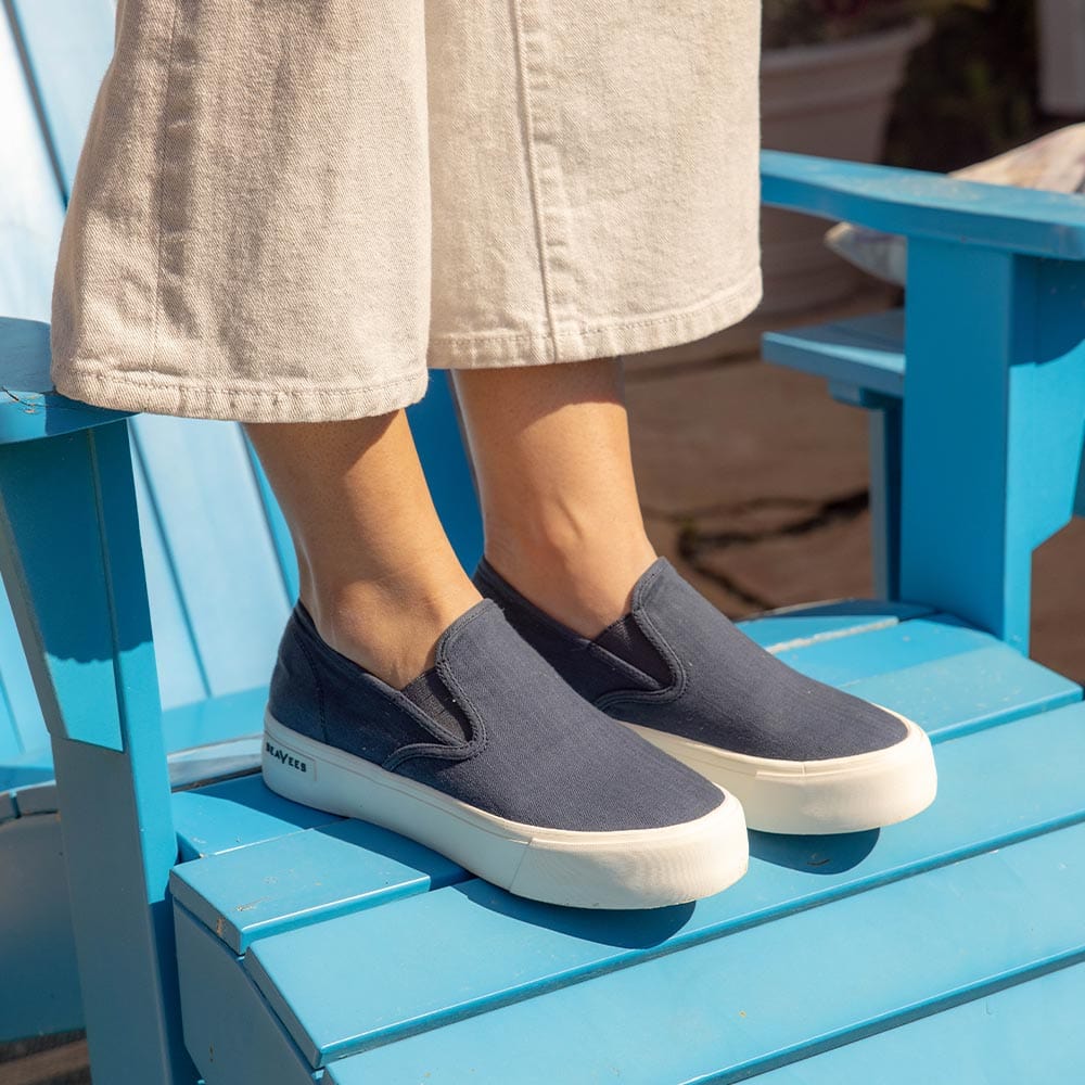 Womens - Baja Slip On Platform - True Navy – SeaVees display picture 1