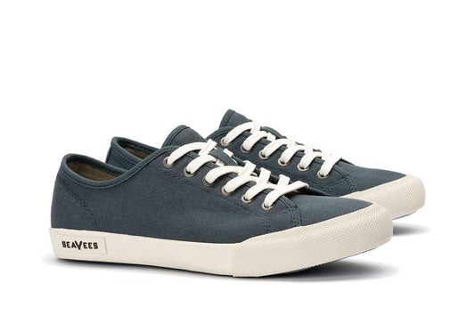 Women's Monterey Sneaker in Slate Navy canvas, three-quarter view